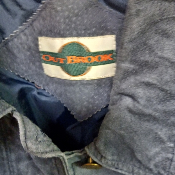 Vintage Out Brook Jacket Navy Blue Suede Leather Distressed  Size L/44 - Picture 2 of 12